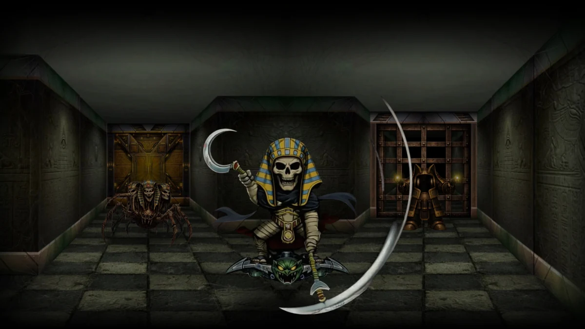 Captive 3000 lower-floor panorama with the Sickle and hostile creatures
